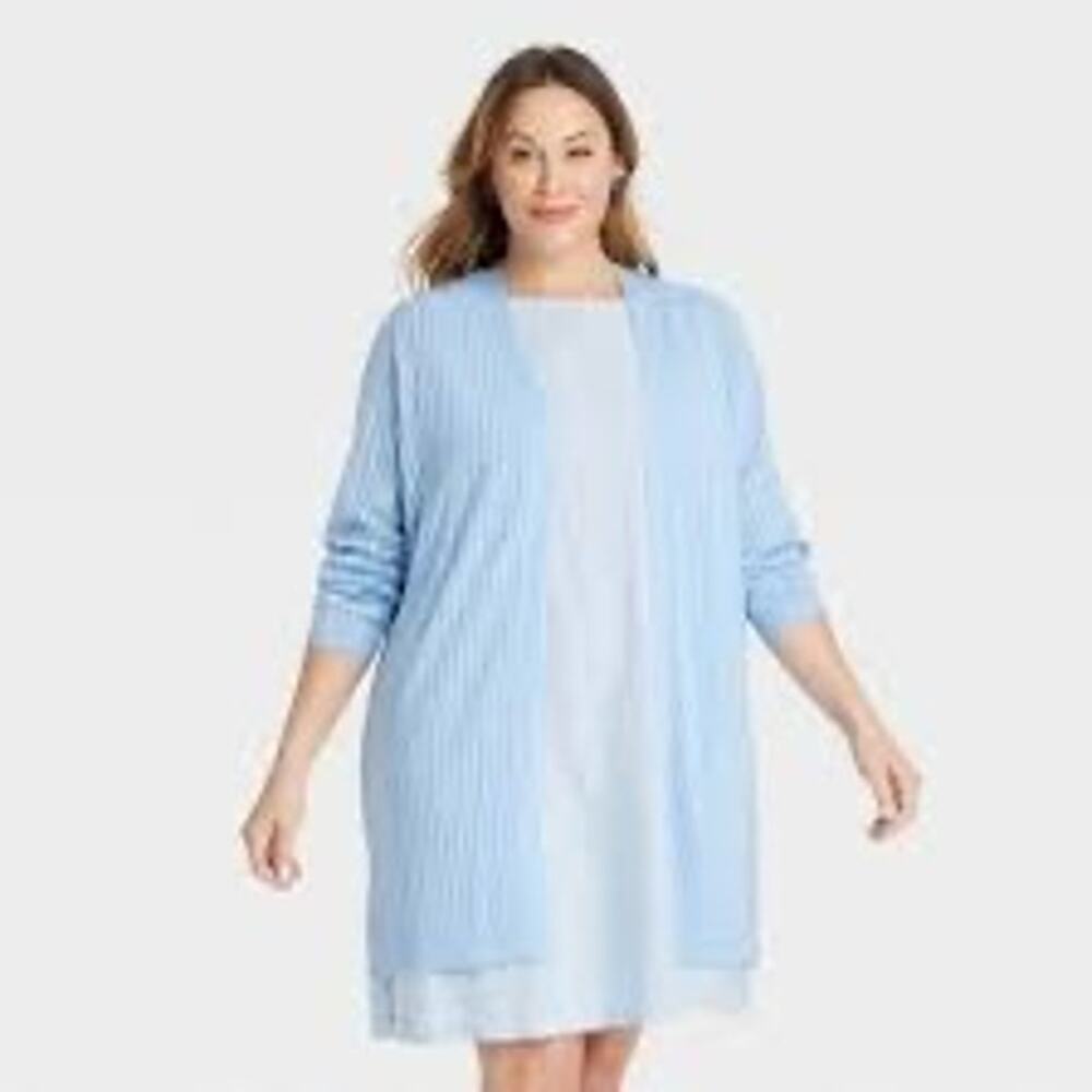 NWT! Ava & Viv baby blue long sleeve open cardigan sweater - Picture 1 of 6